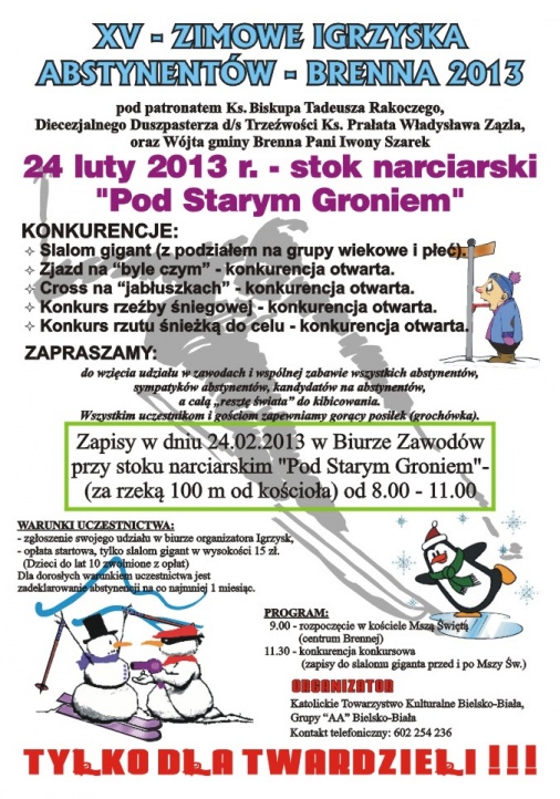 Plakat - XV - Zimowe Igrzyska Abstynentów