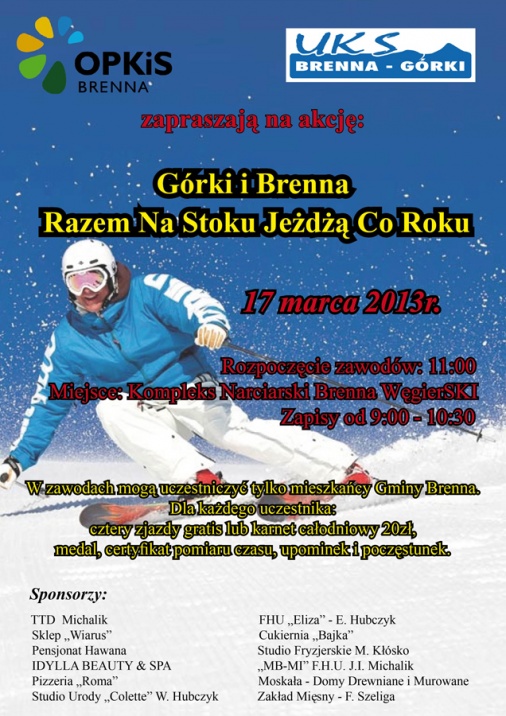 Plakat - Razem na stoku jeżdżą co rou