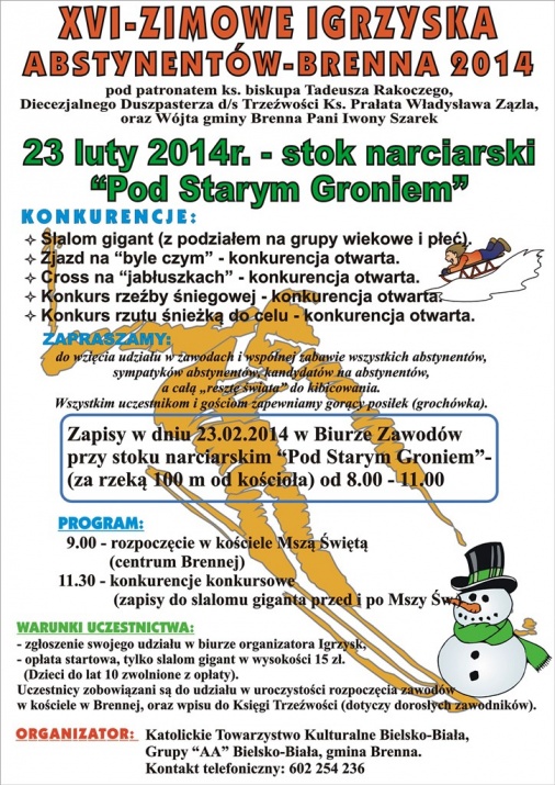 Plakat - XVI Zimowe Igrzyska Abstynentów