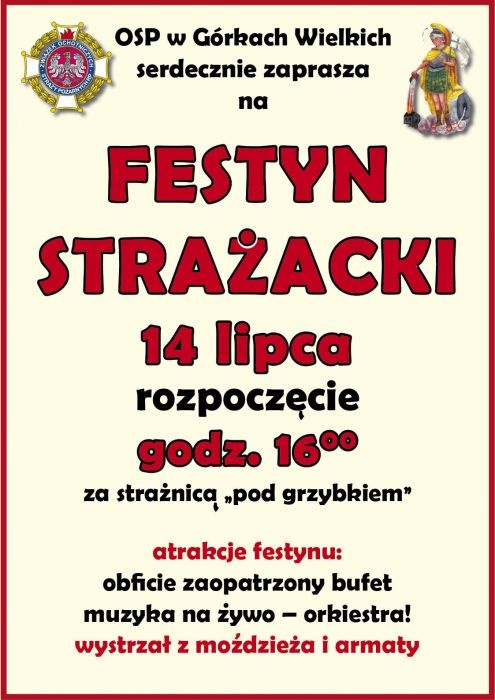 Plakat - Festyn Strażacki OSP Górki Wielkie